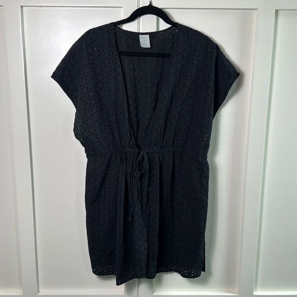 Kona Sol eyelet open tie front cotton swim coverup - Picture 1 of 8